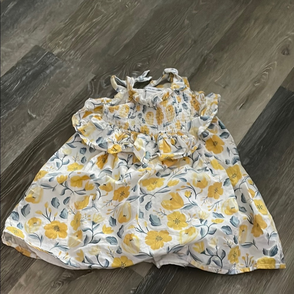 Floral Yellow and White Kids Dress